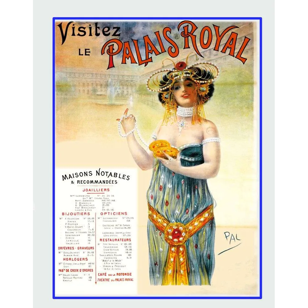 Affiche vintage Palais Royal Paris – Pub Belle Époque signée PAL