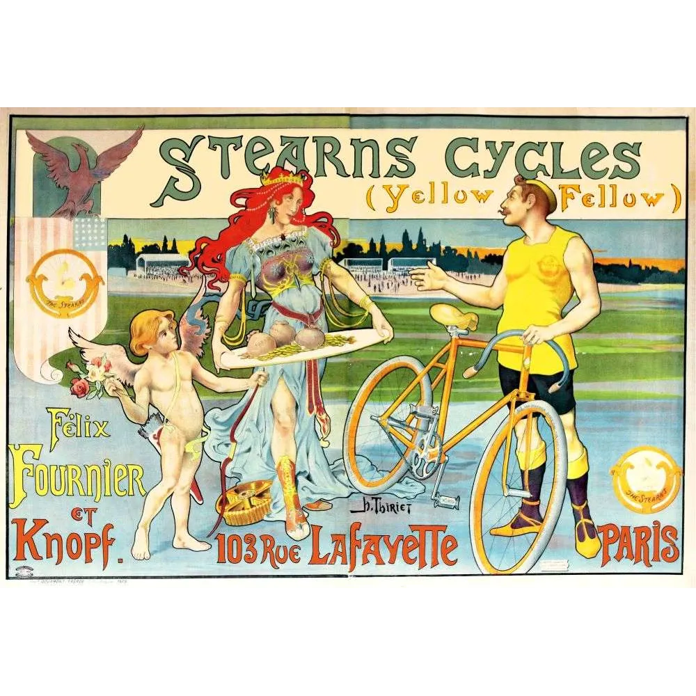 Affiche vintage Stearns Cycles Yellow Fellow Paris – Vélo