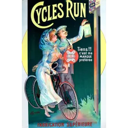 Affiche vintage Cycles Run fabrication supérieure – Pub vélo Belle Époque