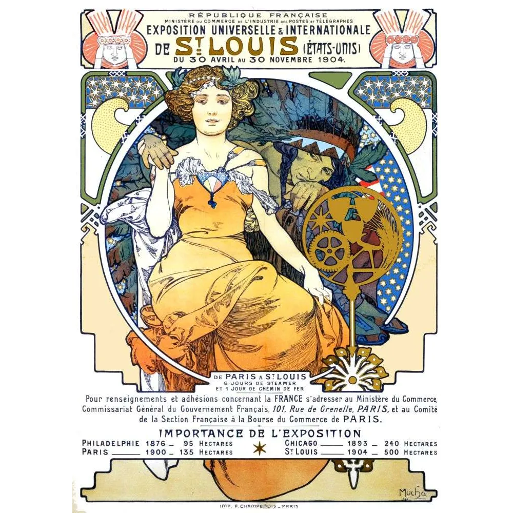 Affiche Exposition Universelle Saint-Louis 1904 – Mucha Art Nouveau Affiche Exposition Universelle Saint-Louis 1904 – Mucha Art Nouveau