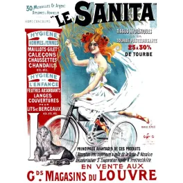 Affiche vintage Le Sanita tissus hygiéniques Louvre – Pub Belle Époque Paris