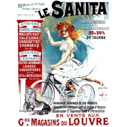 Affiche vintage Le Sanita tissus hygiéniques Louvre – Pub Belle Époque Paris