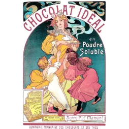 Affiche vintage Chocolat Idéal poudre soluble Mucha – Art Nouveau 1897