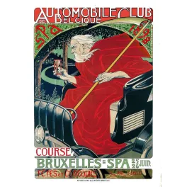 Affiche vintage Course Bruxelles-Spa 1898 Automobile Club Belgique