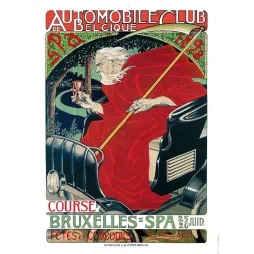 Affiche vintage Course Bruxelles-Spa 1898 Automobile Club Belgique