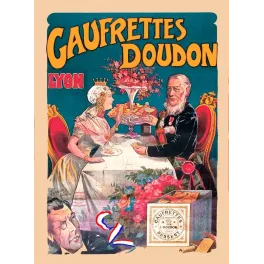 Affiche vintage Gaufrettes Doudon Lyon – Pub alimentaire Belle Époque