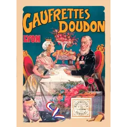 Affiche vintage Gaufrettes Doudon Lyon – Pub alimentaire Belle Époque