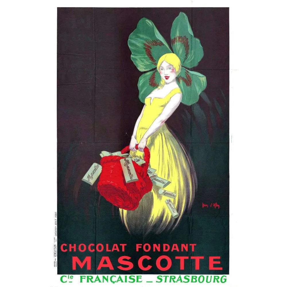 Affiche vintage Chocolat Fondant Mascotte Strasbourg – Pub Art Déco 1920
