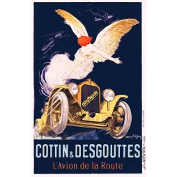 Affiche vintage Cottin Desgouttes Avion de la Route – Automobile 1925 d'Ylen