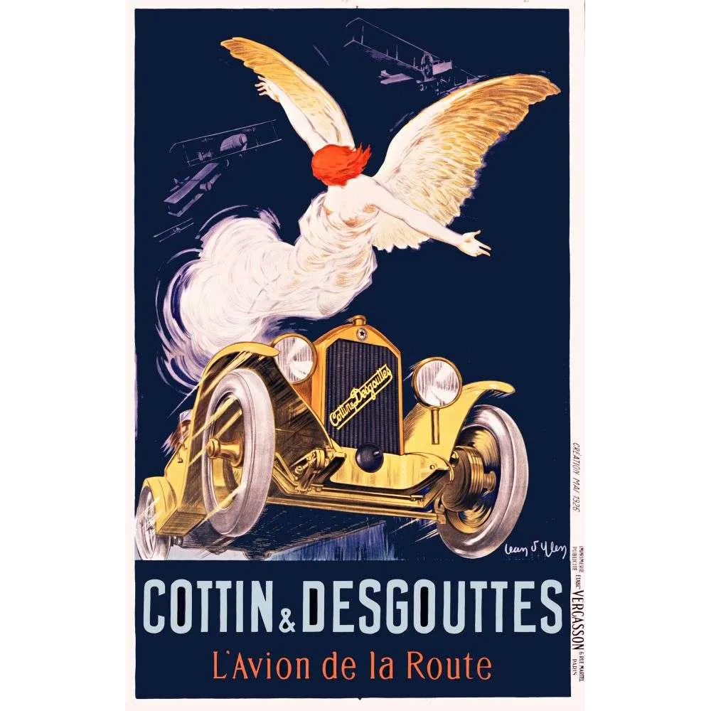 Affiche vintage Cottin Desgouttes Avion de la Route – Automobile 1925 d'Ylen Affiche vintage Cottin Desgouttes Avion de la Route – Automobile 1925 d'Ylen