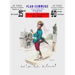 Document vintage Plan-Commode Paris Exposition 1889 – Caricature touriste