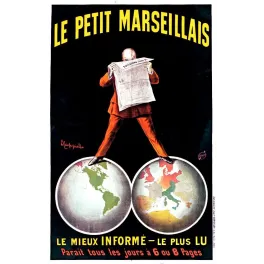 Affiche vintage Le Petit Marseillais journal Cappiello – Pub presse 1868