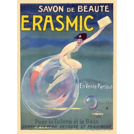 Affiche vintage Savon Erasmic beauté bulle Jean d'Ylen – Pub Art Déco 1920