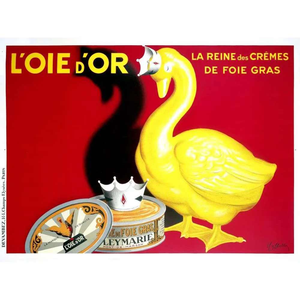 Affiche vintage L'Oie d'Or crème foie gras Leymarie – Pub gastronomie XXe Affiche vintage L'Oie d'Or crème foie gras Leymarie – Pub gastronomie XXe