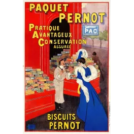Affiche vintage Biscuits Pernot paquet PAC – Pub épicerie Belle Époque