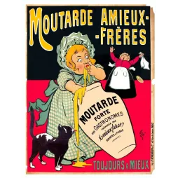Affiche vintage Moutarde Amieux-Frères Nantes – Pub alimentaire XIXe siècle
