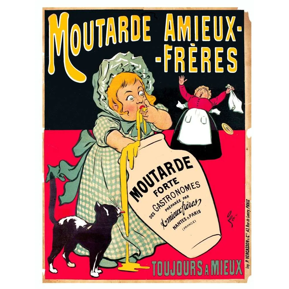 Affiche vintage Moutarde Amieux-Frères Nantes – Pub alimentaire XIXe siècle Affiche vintage Moutarde Amieux-Frères Nantes – Pub alimentaire XIXe siècle