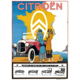 Affiche vintage Citroën 100 voitures par jour Art Déco – Pub automobile 1920