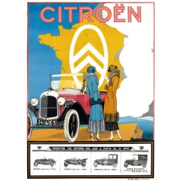 Affiche vintage Citroën 100 voitures par jour Art Déco – Pub automobile 1920