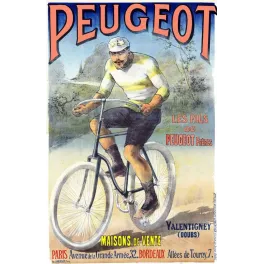 Affiche vintage Peugeot Cycles Fils Peugeot Frères Valentigney – Vélo XIXe