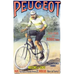 Affiche vintage Peugeot Cycles Fils Peugeot Frères Valentigney – Vélo XIXe