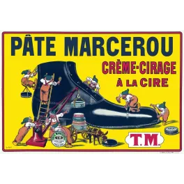 Affiche vintage Pâte Marcerou cirage chaussure – Pub entretien XXe siècle