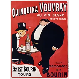Affiche vintage Quinquina Vouvray Ernest Bourin Tours – Pub apéritif XXe siècle