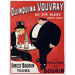 Affiche vintage Quinquina Vouvray Ernest Bourin Tours – Pub apéritif XXe siècle
