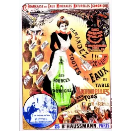 Affiche vintage Eaux Minérales Naturelles Vittel Evian Paris – Pub XIXe siècle