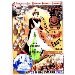 Affiche vintage Eaux Minérales Naturelles Vittel Evian Paris – Pub XIXe siècle
