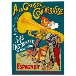 Affiche vintage Grosse Contrebasse Espagnet Bordeaux – Pub instruments musique