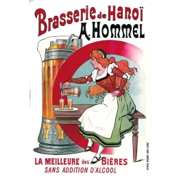 Affiche vintage Brasserie Hanoï Hommel bière – Pub Indochine française XIXe
