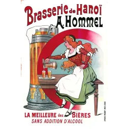 Affiche vintage Brasserie Hanoï Hommel bière – Pub Indochine française XIXe