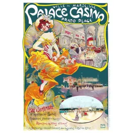 Affiche vintage Palace Casino Marseille Prado – Spectacle Belle Époque été