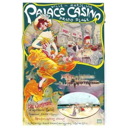Affiche vintage Palace Casino Marseille Prado – Spectacle Belle Époque été