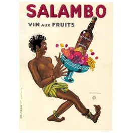 Affiche vintage Salambo vin aux fruits Bardinet Dransy – Pub boisson 1930