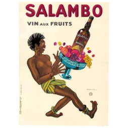 Affiche vintage Salambo vin aux fruits Bardinet Dransy – Pub boisson 1930