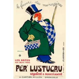 Affiche vintage Pâtes Lustucru favori ménagères Grenoble 1931 – Pub Dransy
