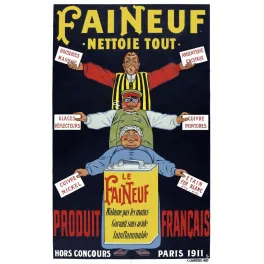 Affiche vintage Le Faineuf produit nettoyant Paris 1911 – Pub entretien maison