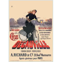 Affiche vintage Cycles Decauville bicyclette luxe Paris – Pub vélo XIXe siècle