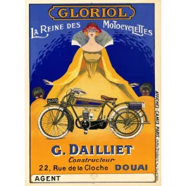 Affiche vintage Motocyclette Gloriol Dailliet Douai reine motos – Pub moto XXe