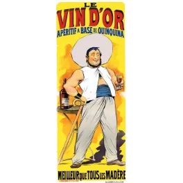 Affiche vintage Vin d'Or apéritif quinquina Lyon – Pub boisson XIXe siècle
