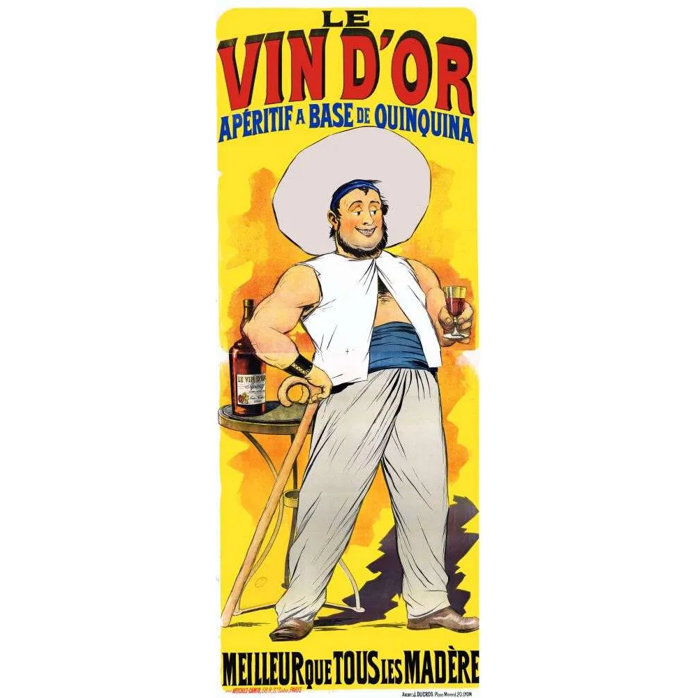 Affiche vintage Vin d'Or apéritif quinquina Lyon – Pub boisson XIXe siècle Affiche vintage Vin d'Or apéritif quinquina Lyon – Pub boisson XIXe siècle