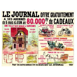 Document vintage Le Journal 80 000 francs cadeaux abonnés 1901 – Presse auto