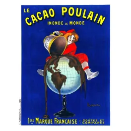 Affiche vintage Cacao Poulain inonde le monde Cappiello – Pub chocolat XXe