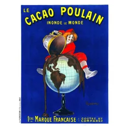Affiche vintage Cacao Poulain inonde le monde Cappiello – Pub chocolat XXe