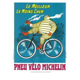 Affiche vintage Pneu Vélo Michelin Bibendum cycliste – Pub pneu meilleur moins cher