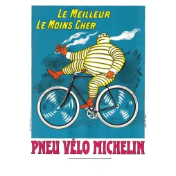 Affiche vintage Pneu Vélo Michelin Bibendum cycliste – Pub pneu meilleur moins cher