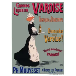 Affiche vintage Liqueur Varoise Mouysset Hyères – Pub digestif Var XIXe siècle