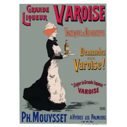 Affiche vintage Liqueur Varoise Mouysset Hyères – Pub digestif Var XIXe siècle